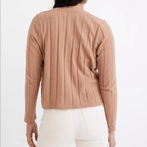 Madewell Ribbed Sweater-Knit Cardigan in Blush - Picture 4 of 10